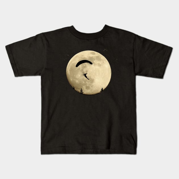 Speed Flying Moon Speed Riding Paraglider Kids T-Shirt by BurunduXX-Factory